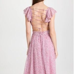 ASTR LABEL - PRIMROSE FLORAL STRAPPY BACK MAXI DRESS - size s - pink /Blue